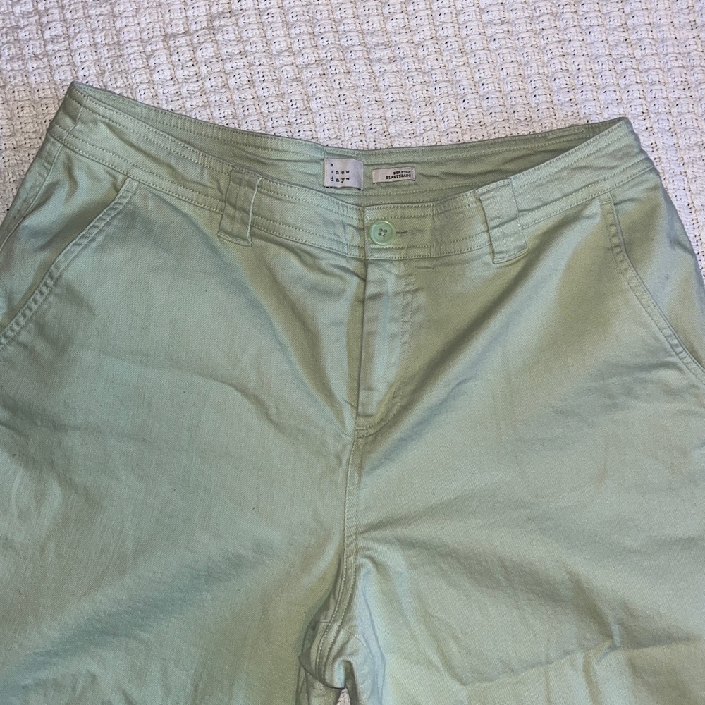 A.new.day Pastel Green wide leg high rise stretch ankle jeans sz 14 - Picture 3 of 7